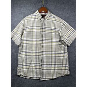 Twenty X Button Up Shirt Men's XL Beige Plaid Short Sleeve Western Cowboy